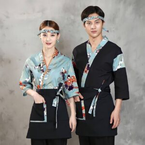 đồng phục nhà hàng Nhật in hoa văn cao cấp